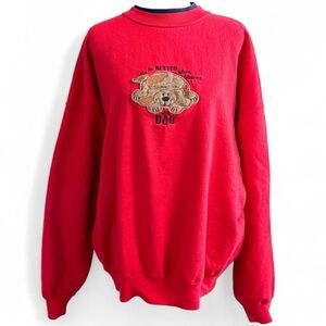 Vintage 90s Red Dog Graphic Crewneck Sweatshirt 2X Oversized Cozy Pullover